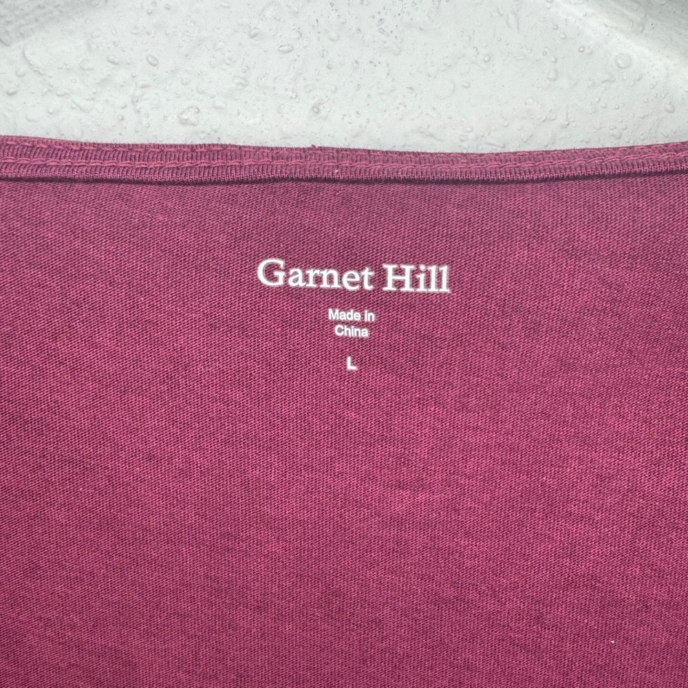 Garnet Hill Burgundy Short Sleeve Dress Size L Organic Cotton Silk Blend - Picture 3 of 8